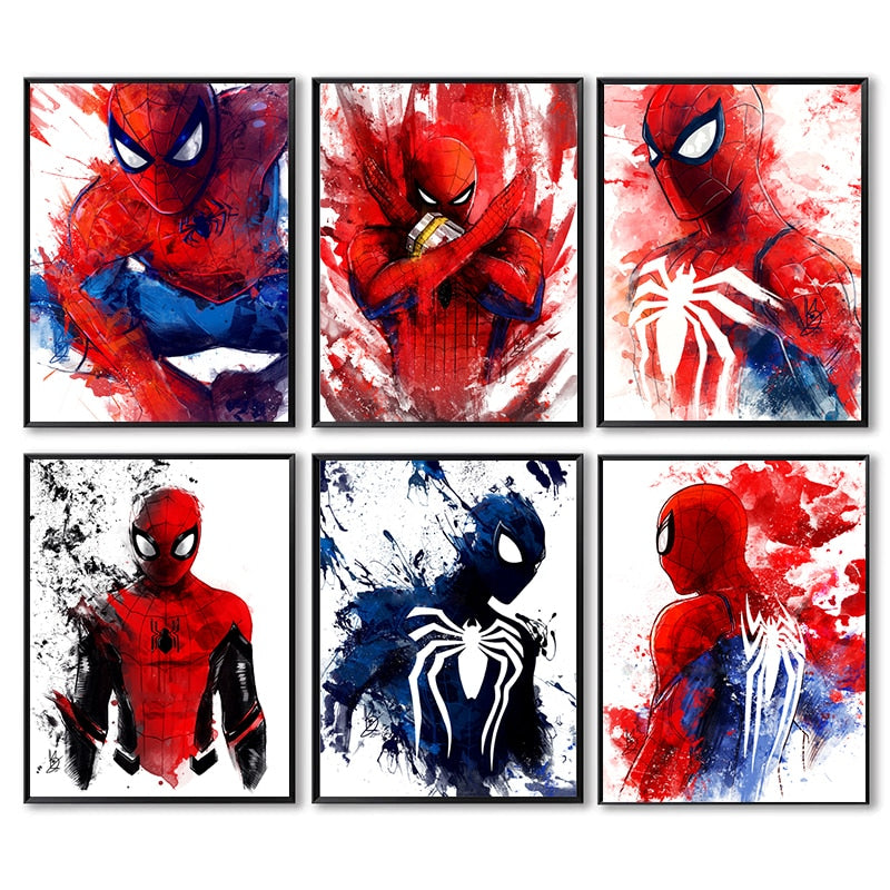 Tableau Spider man Tous les personnages Marvel 12 Toile Avec Cadre -  ProduitPOD